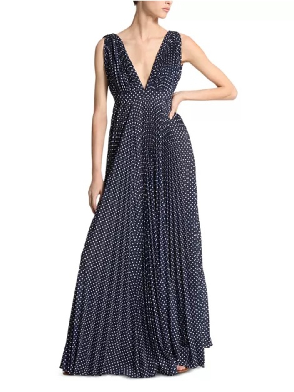 Michael Kors Collection Navy and White Polka Dot Maxi Skirt
